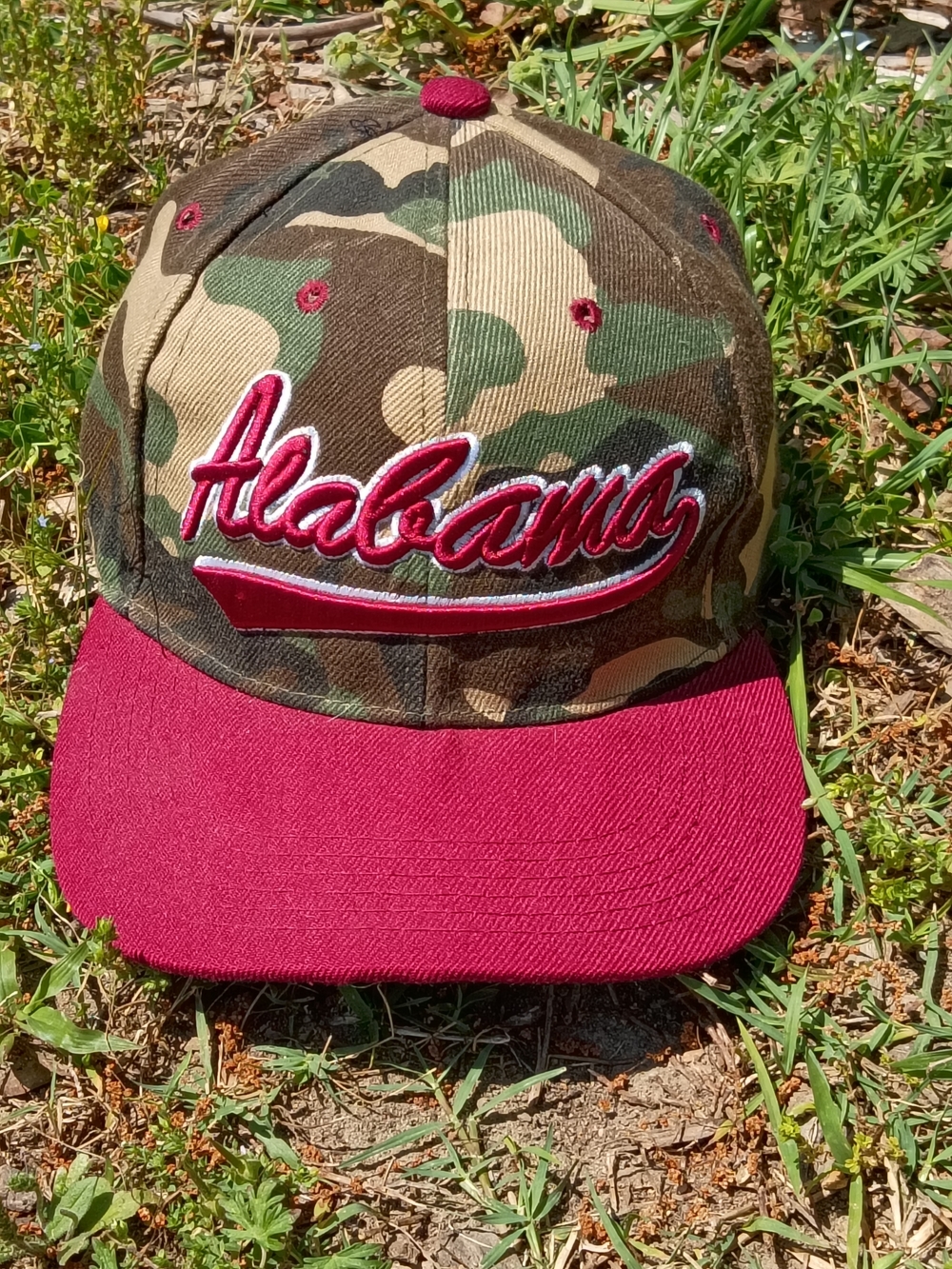 Alabama Camo Baseball Cap with Maroon Brim